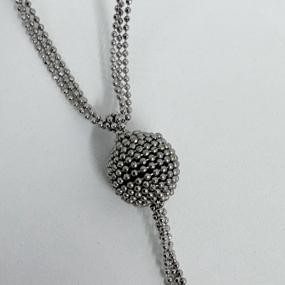 Peserico Necklace Italy Made Silver Tone Caviar Bead Balls 23